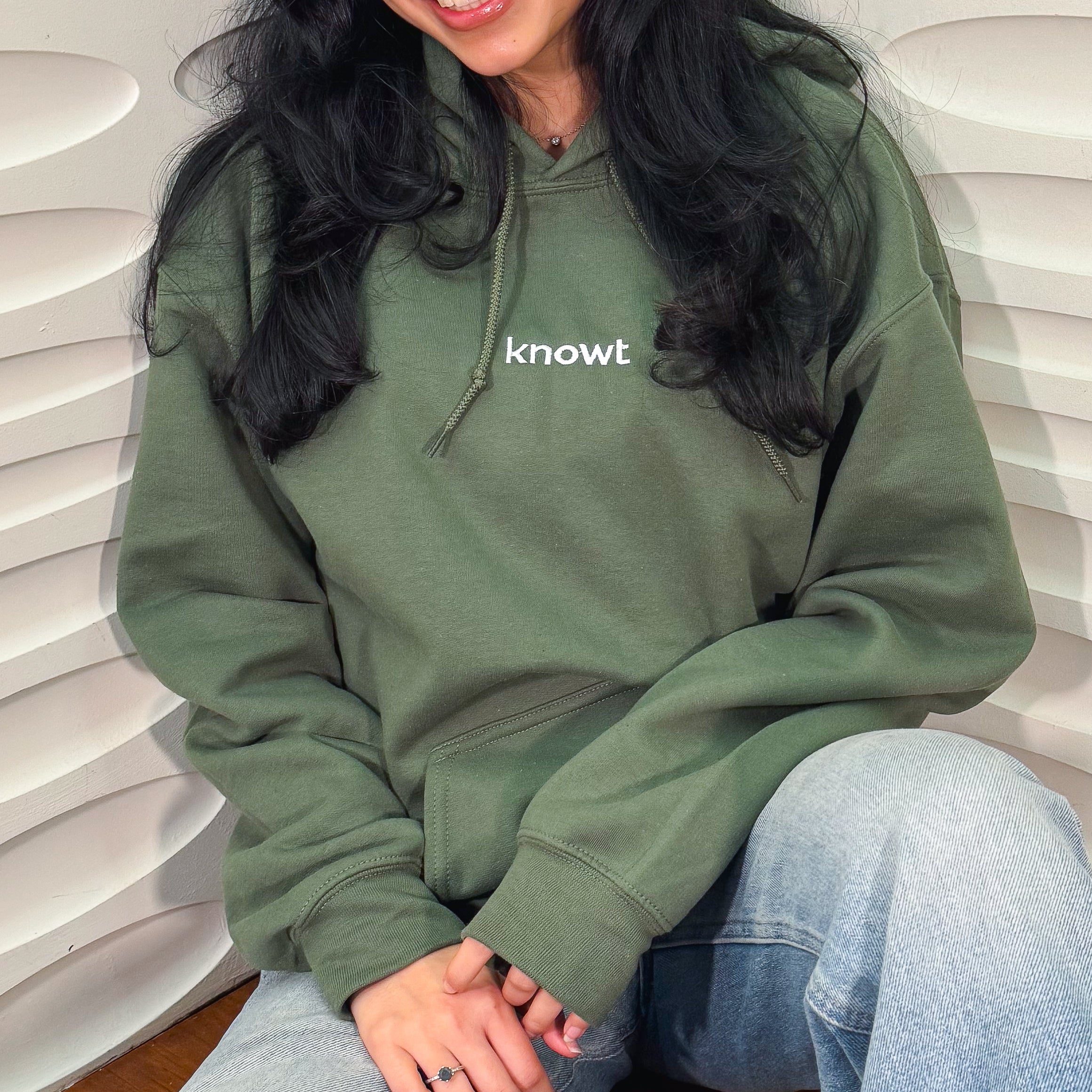 Sage Green Embroidered Knowt Hoodie