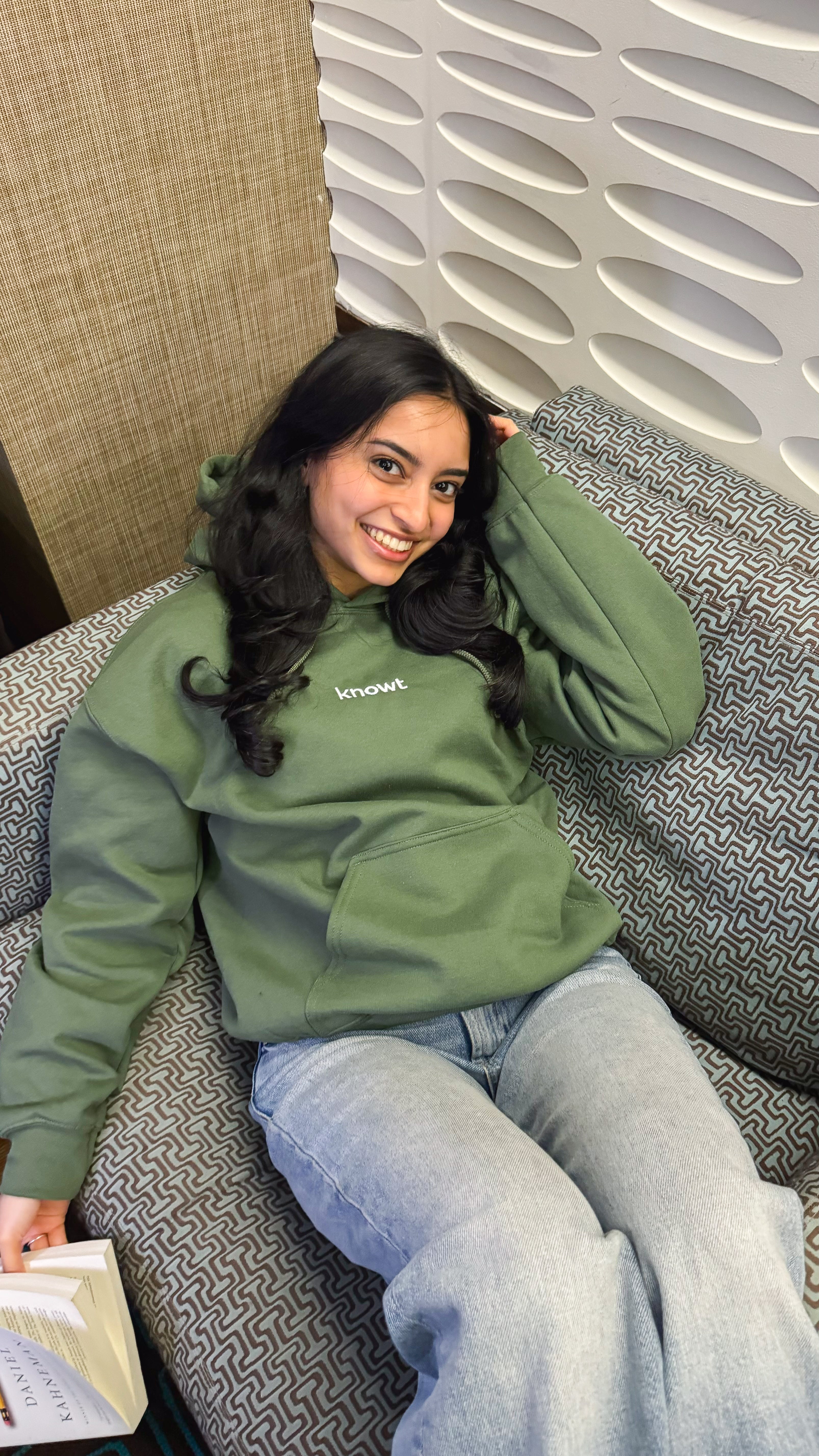 Sage Green Embroidered Knowt Hoodie